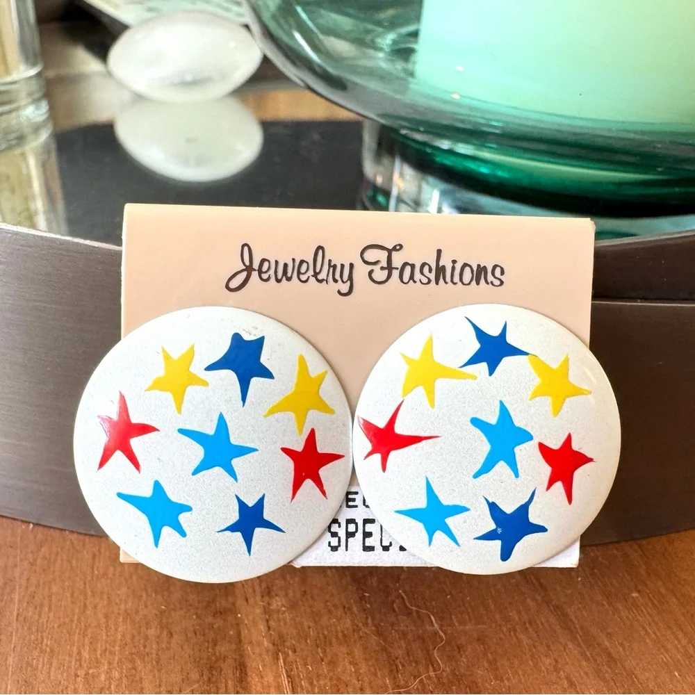 Vintage 80s Star Patterned Earrings